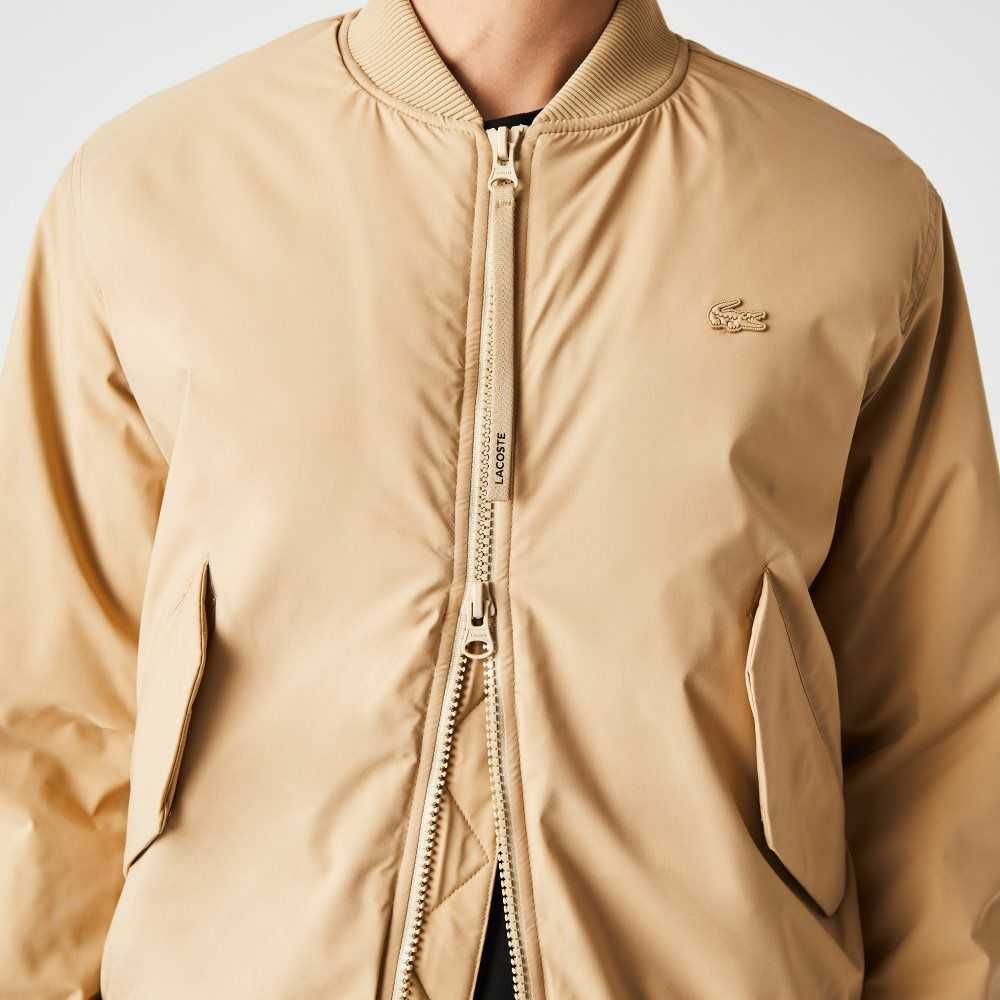 Lacoste Insulated Padded Bomber Jacket Beige | PTH-048963