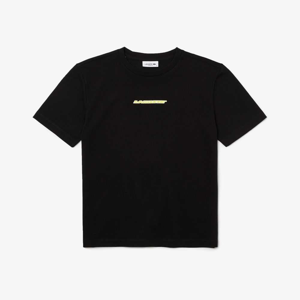 Lacoste Jersey Contrast Print T-Shirt Black | LGO-706149