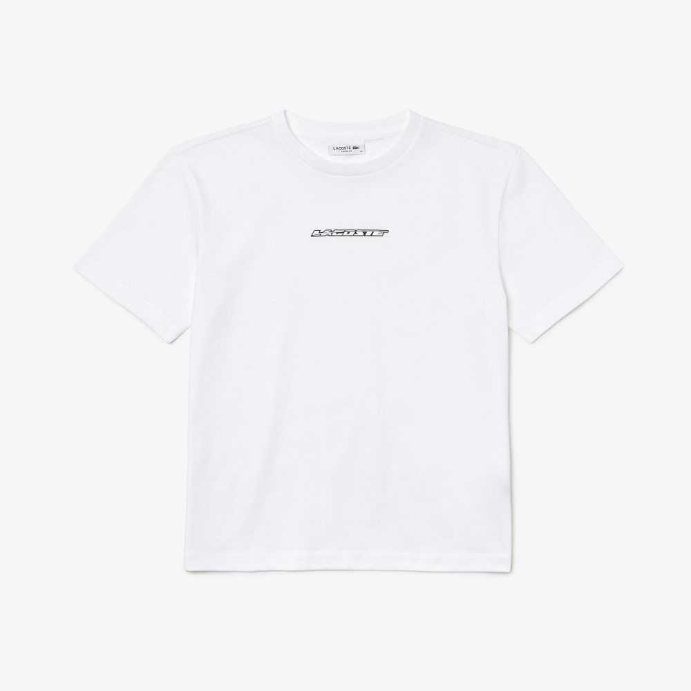 Lacoste Jersey Contrast Print T-Shirt White | PMA-418239