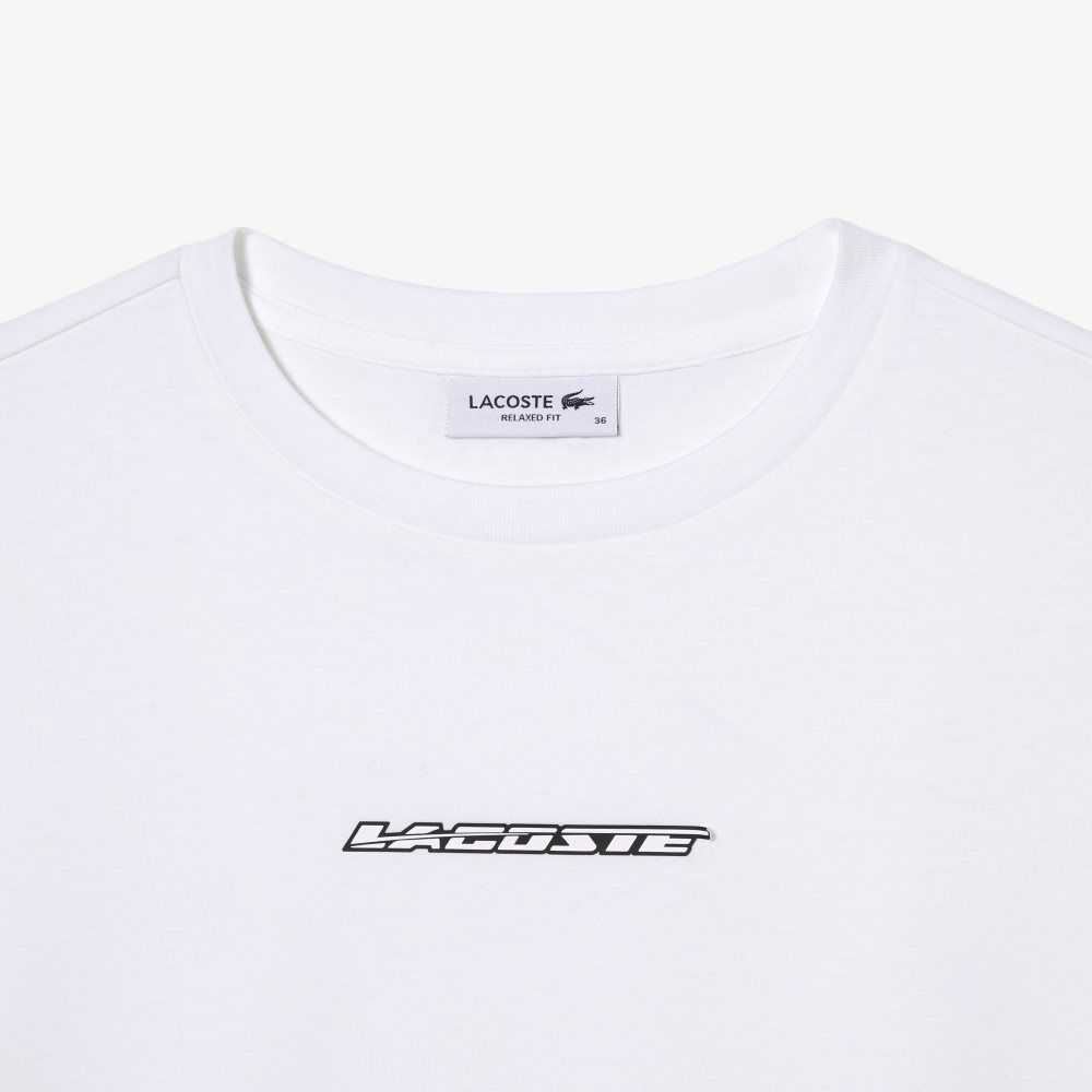 Lacoste Jersey Contrast Print T-Shirt White | PMA-418239