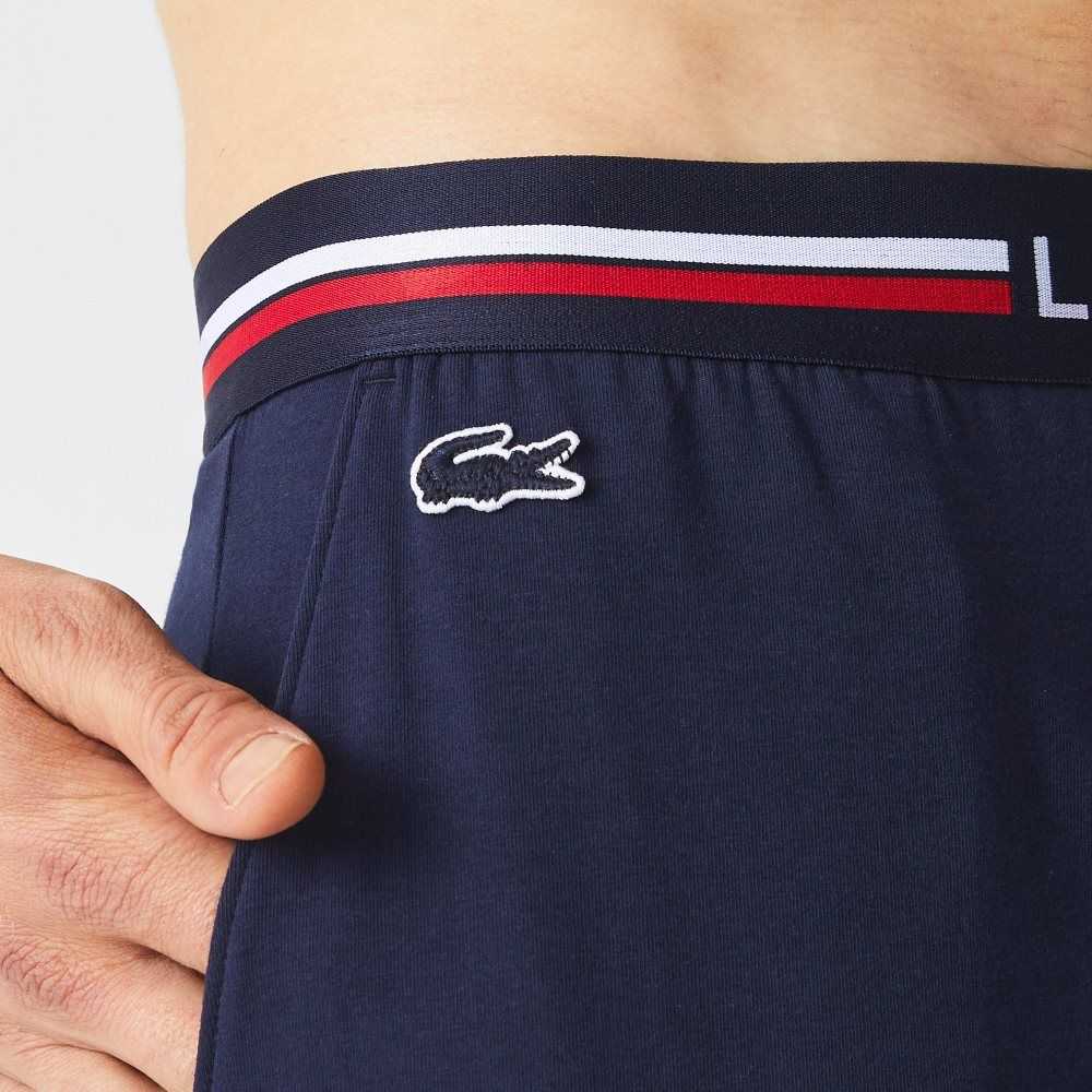 Lacoste Jersey Three-Tone Waistband Pajama Pants Navy Blue | REV-627408