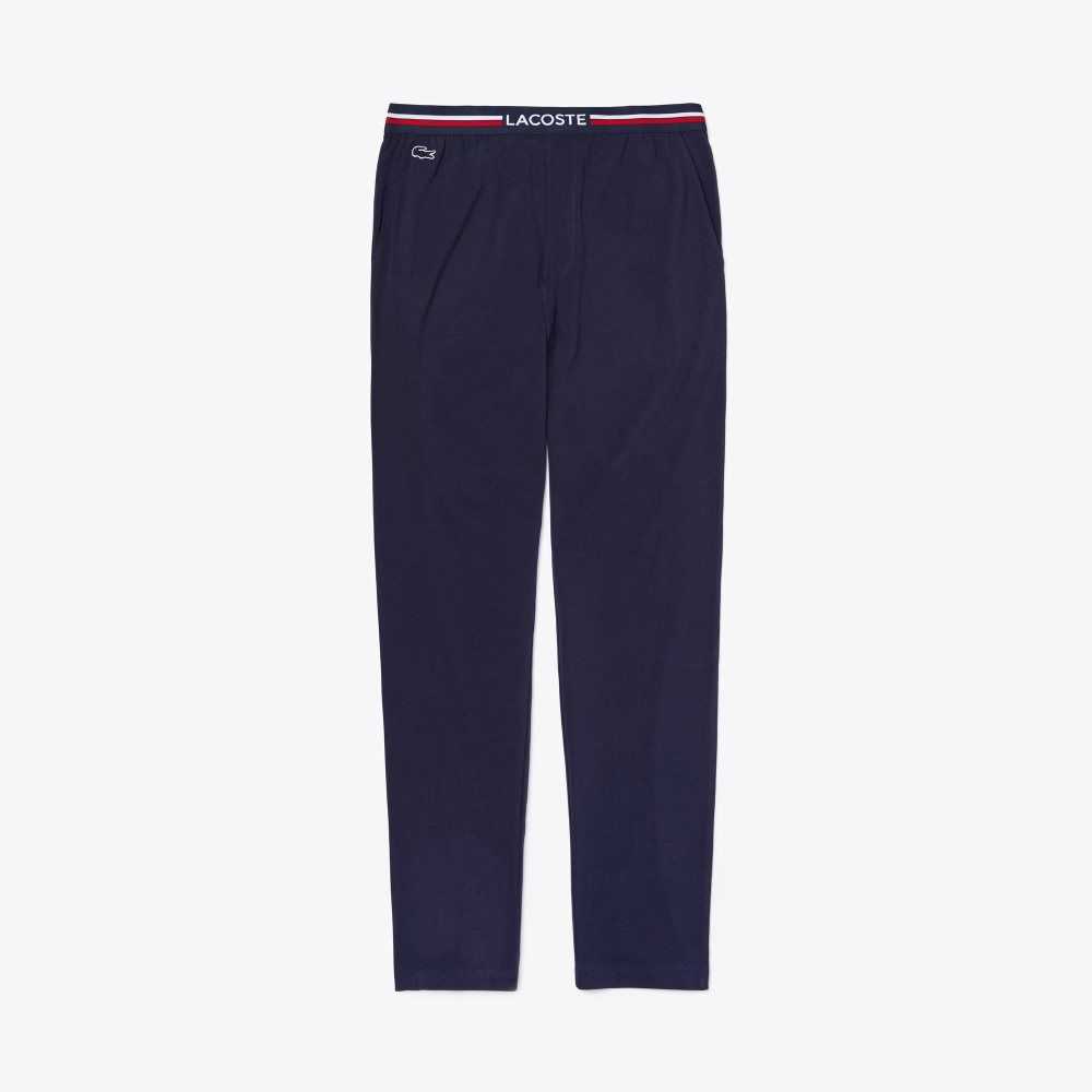 Lacoste Jersey Three-Tone Waistband Pajama Pants Navy Blue | REV-627408