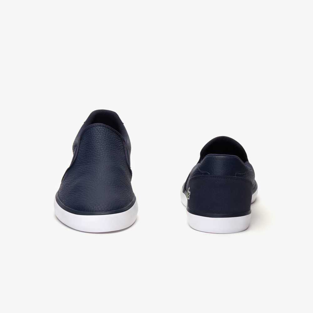 Lacoste Jouer Leather Slip-On Sneakers Nvy/Wht | LSR-478053