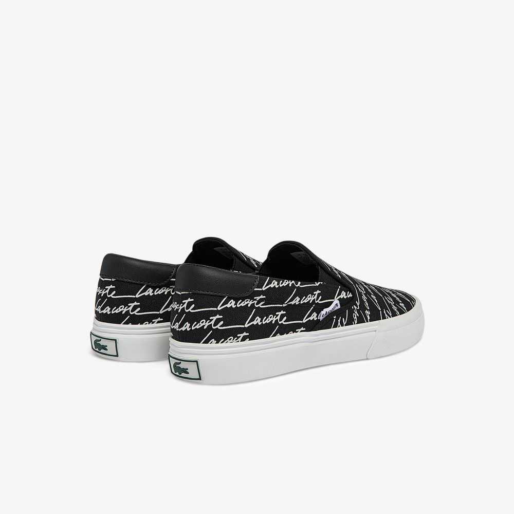 Lacoste Jump Serve Canvas Print Slip-On Black/Offwhite | FSO-251674