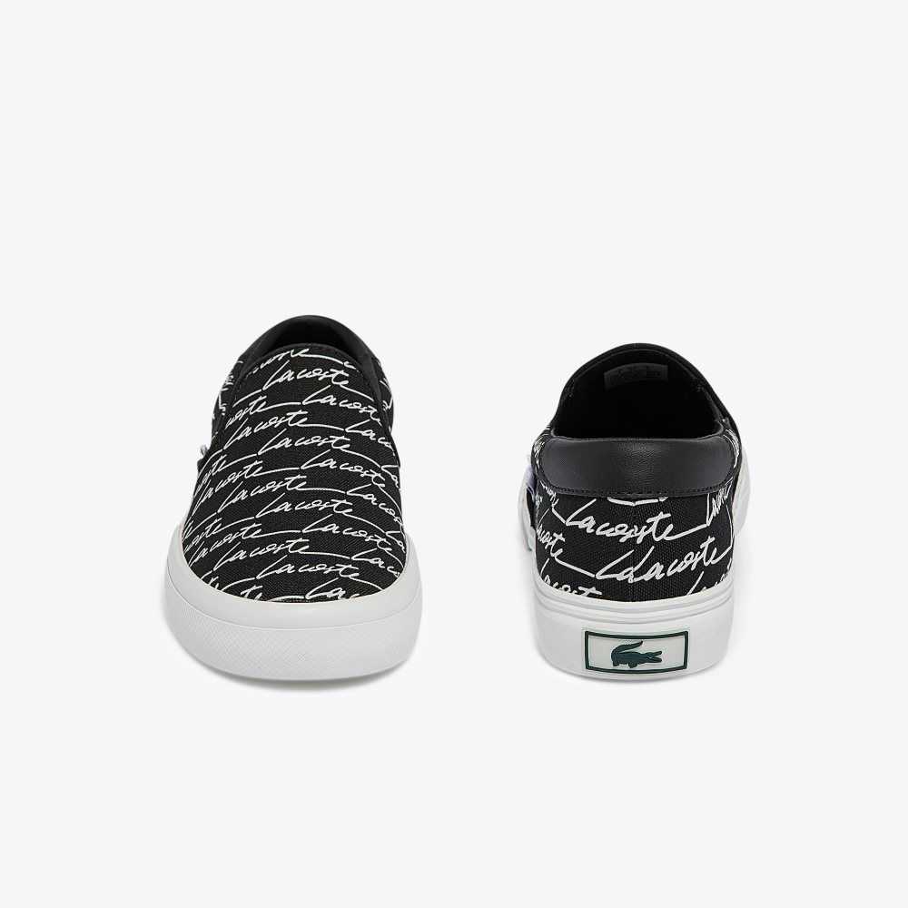 Lacoste Jump Serve Canvas Print Slip-On Black/Offwhite | FSO-251674