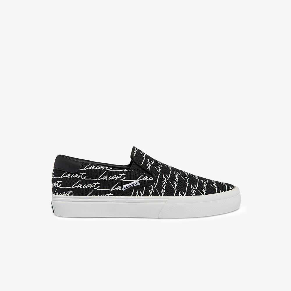 Lacoste Jump Serve Canvas Print Slip-On Black/Offwhite | FSO-251674