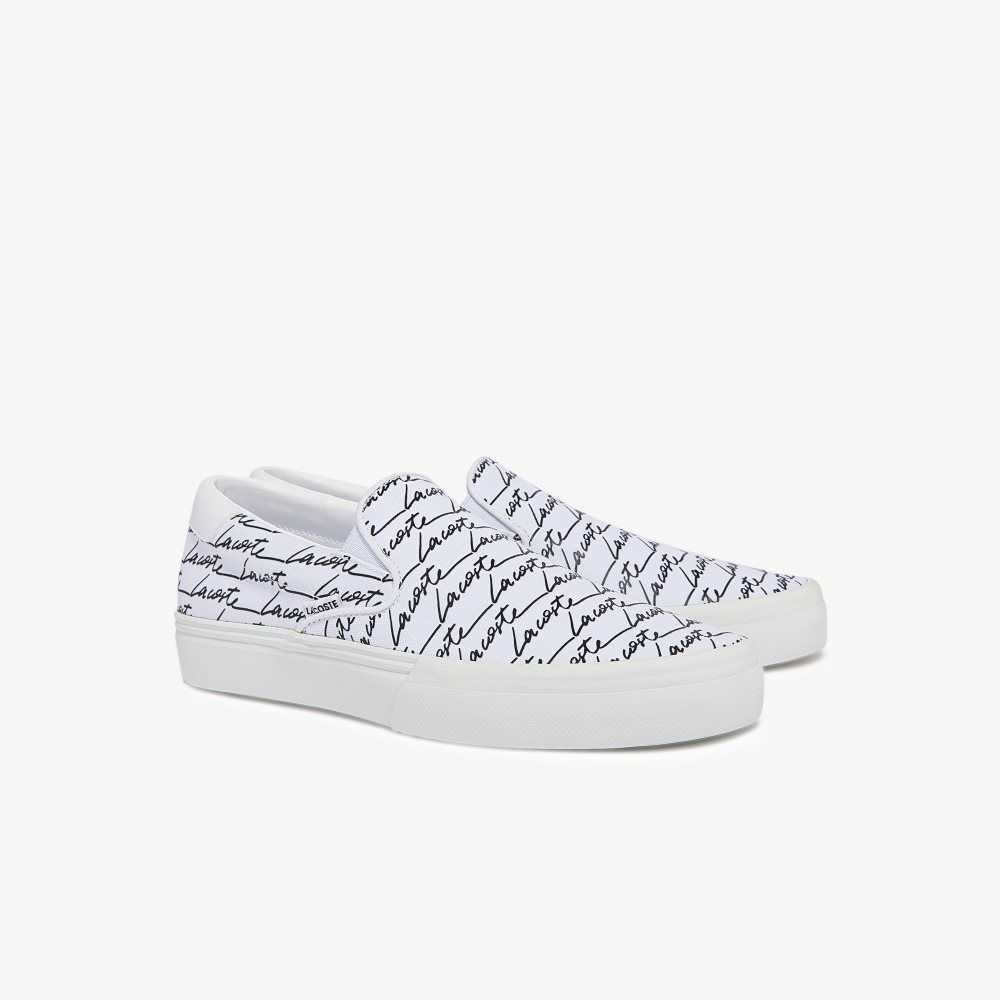 Lacoste Jump Serve Canvas Printed Slip-On White/Black | XOB-891324