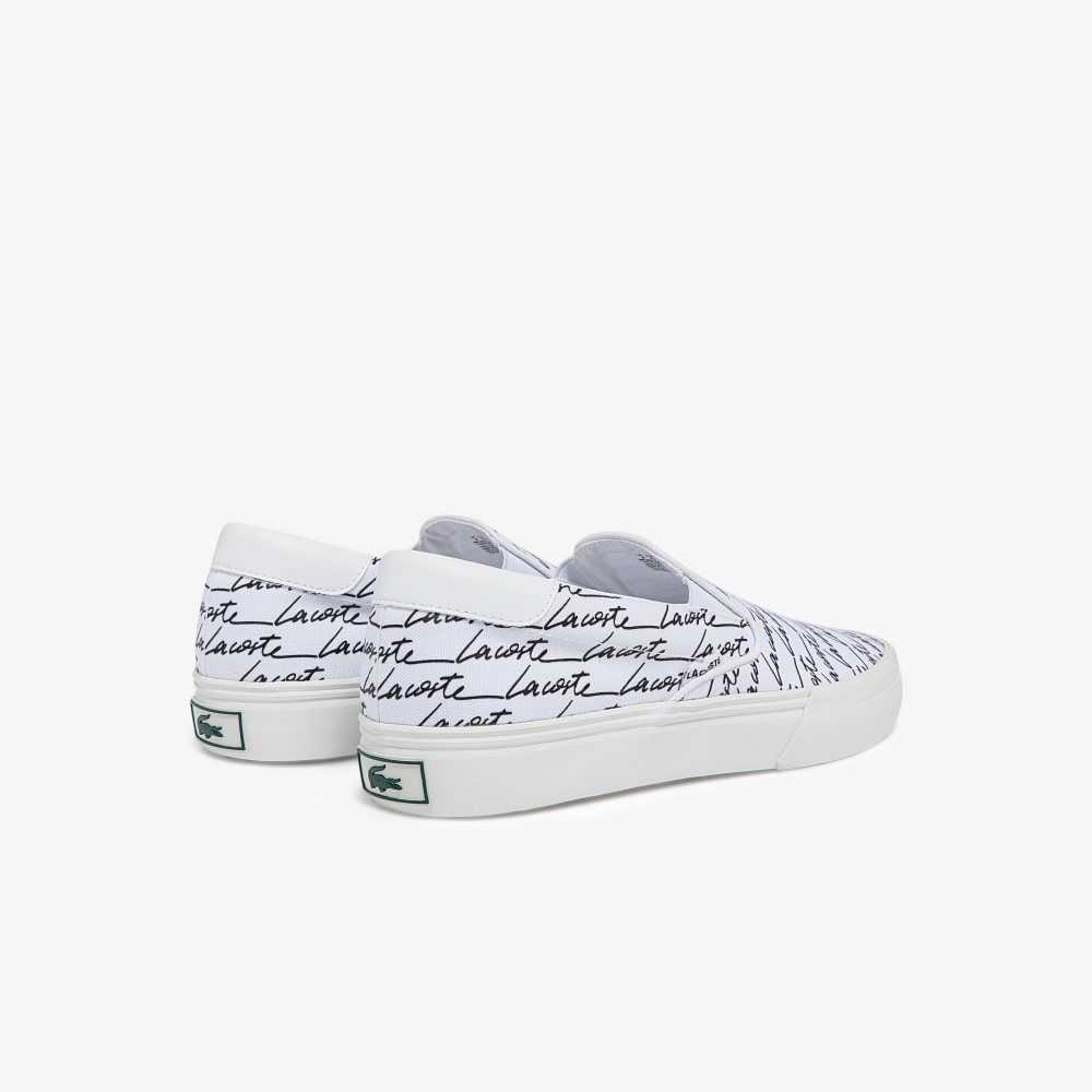 Lacoste Jump Serve Canvas Printed Slip-On White/Black | XOB-891324