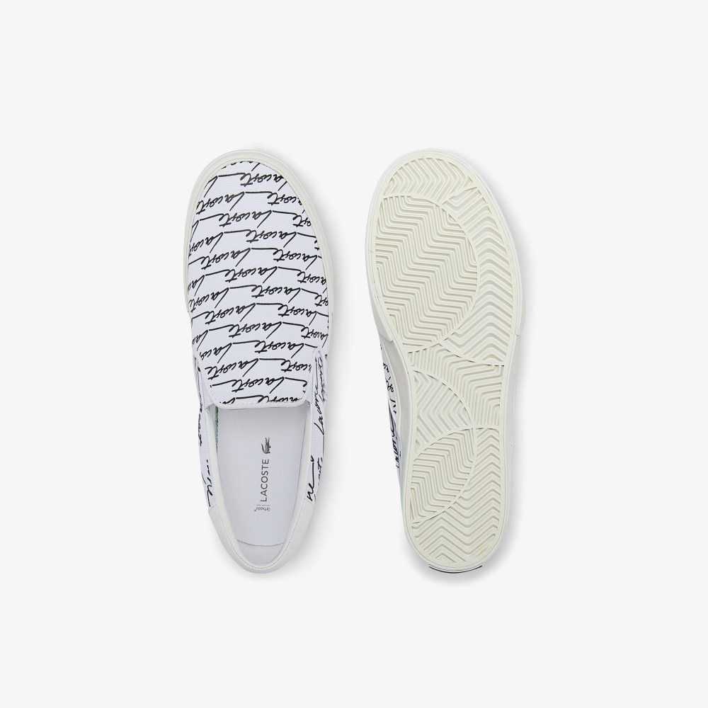 Lacoste Jump Serve Canvas Printed Slip-On White/Black | XOB-891324