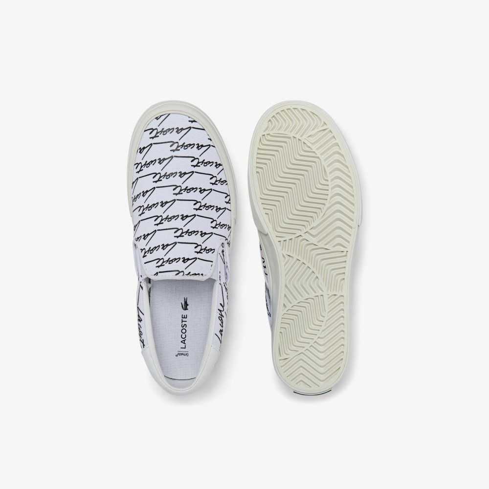 Lacoste Jump Serve Canvas Printed Slip-On Wht/Off Wht | ZKI-019836