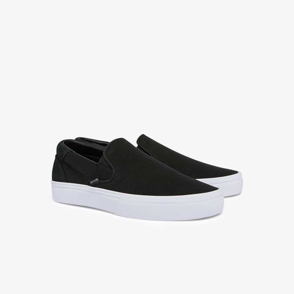 Lacoste Jump Serve Canvas Slip-On Black/White | AKV-620978