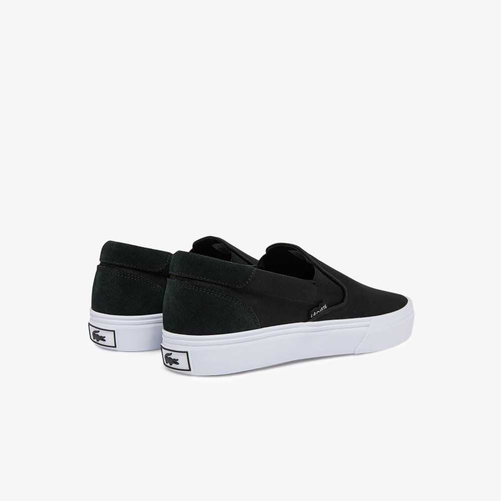 Lacoste Jump Serve Canvas Slip-On Black/White | AKV-620978