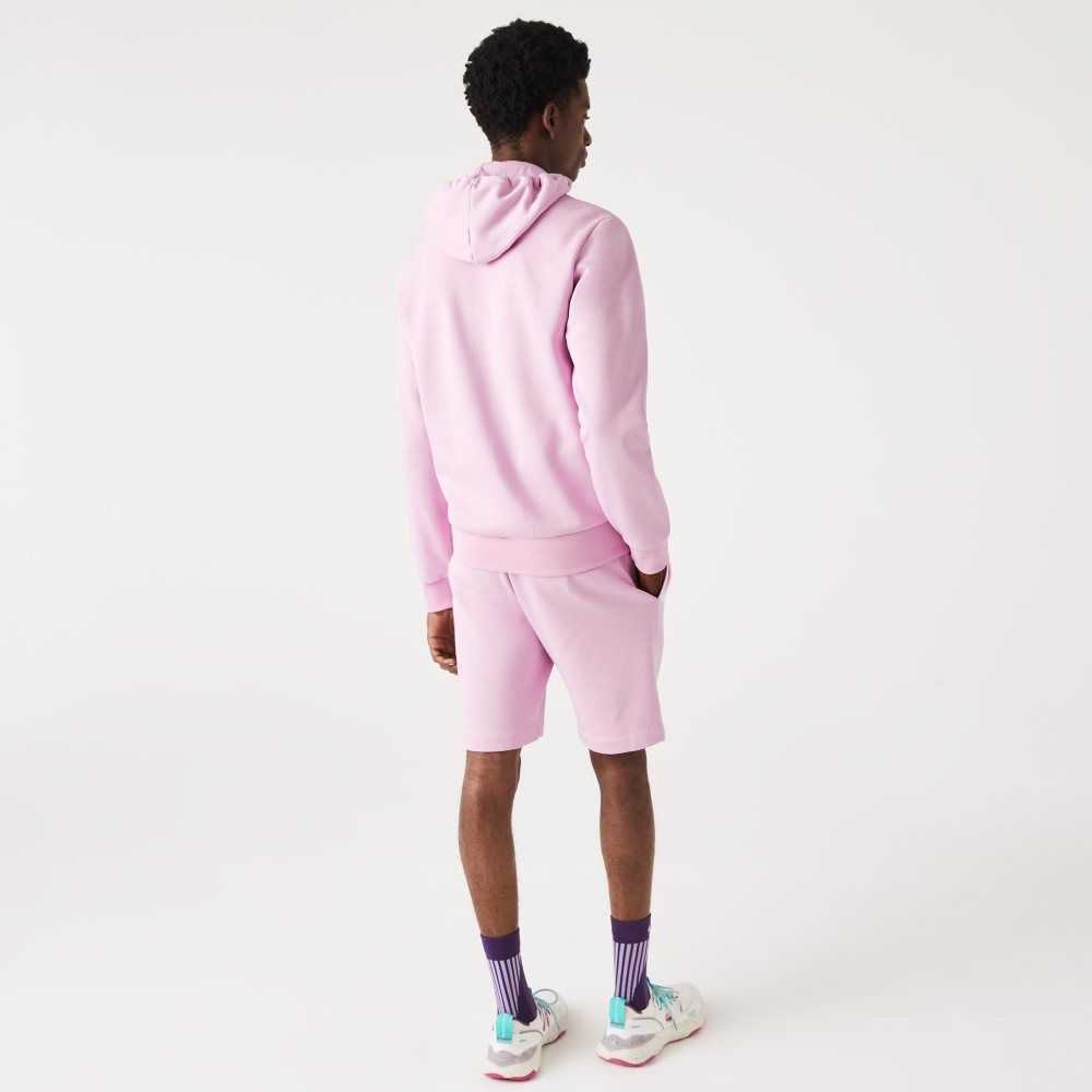 Lacoste Kangaroo Pocket Fleece Zipped Sweatshirt Pink | AUQ-186934