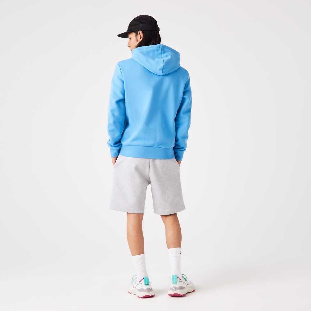 Lacoste Kangaroo Pocket Fleece Zipped Sweatshirt Blue | DIL-690172