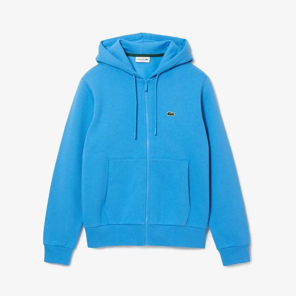 Lacoste Kangaroo Pocket Fleece Zipped Sweatshirt Blue | DIL-690172