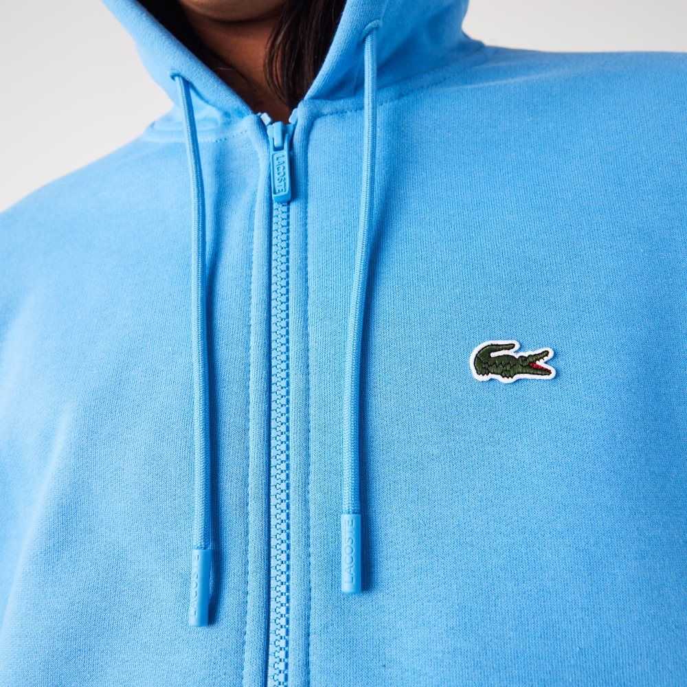 Lacoste Kangaroo Pocket Fleece Zipped Sweatshirt Blue | DIL-690172