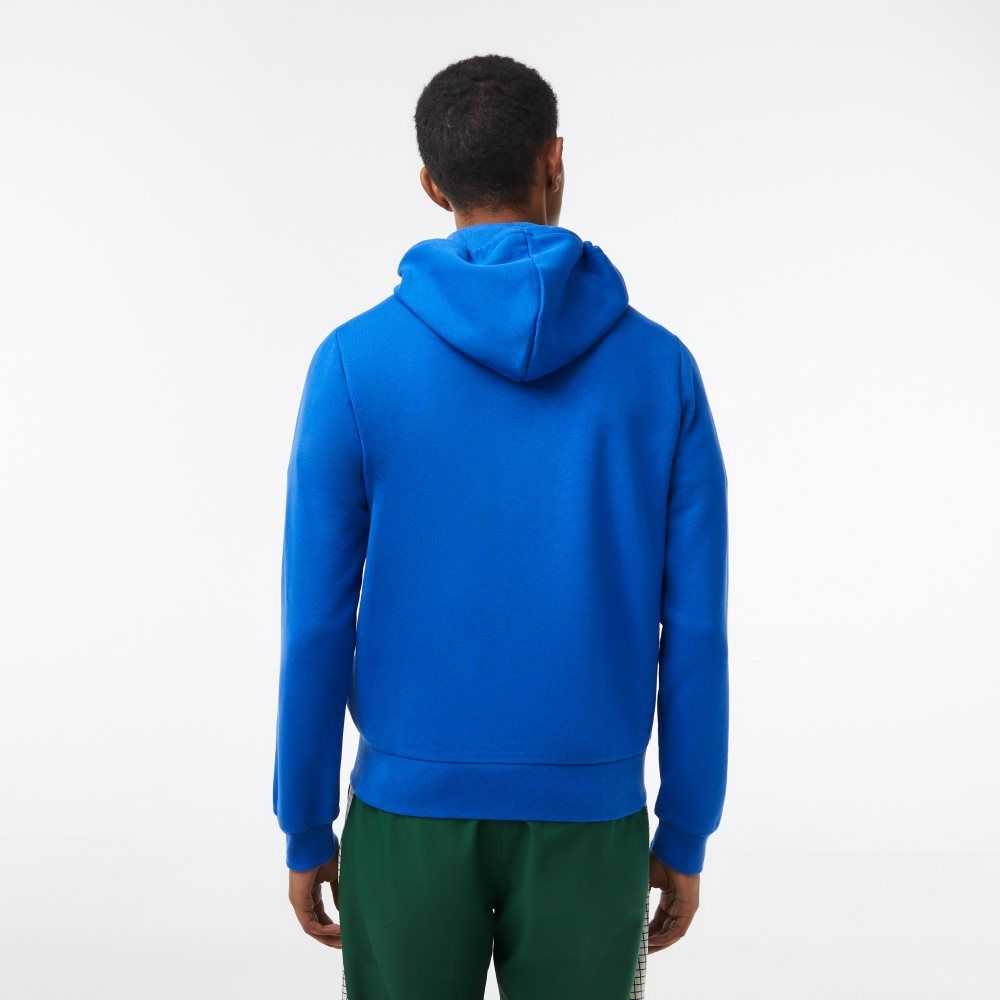 Lacoste Kangaroo Pocket Fleece Zipped Sweatshirt Blue | ITQ-710398