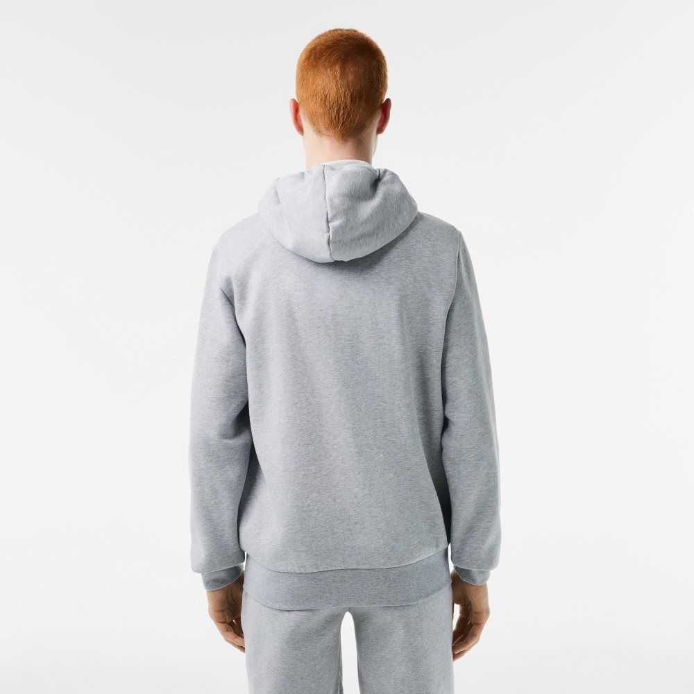 Lacoste Kangaroo Pocket Fleece Zipped Sweatshirt Grey Chine | JNU-837240