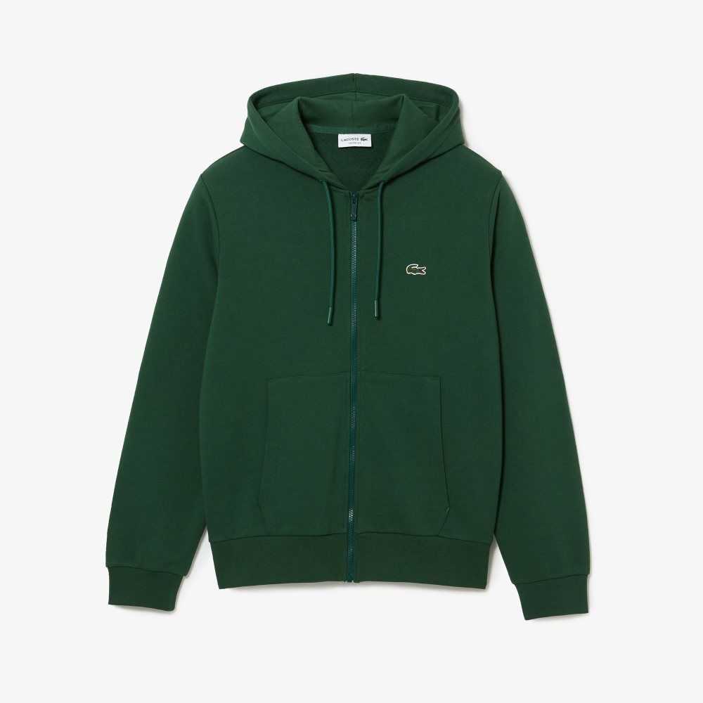 Lacoste Kangaroo Pocket Fleece Zipped Sweatshirt Green | NRP-405291