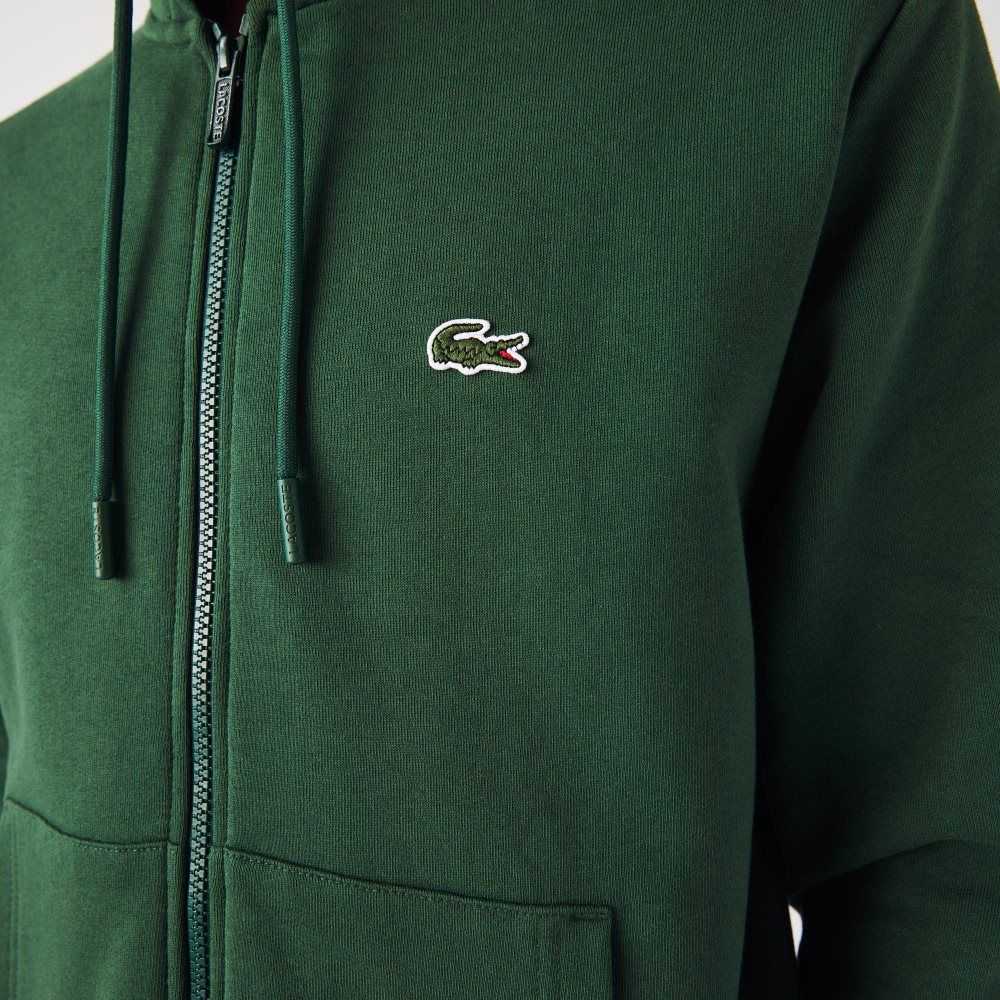 Lacoste Kangaroo Pocket Fleece Zipped Sweatshirt Green | NRP-405291