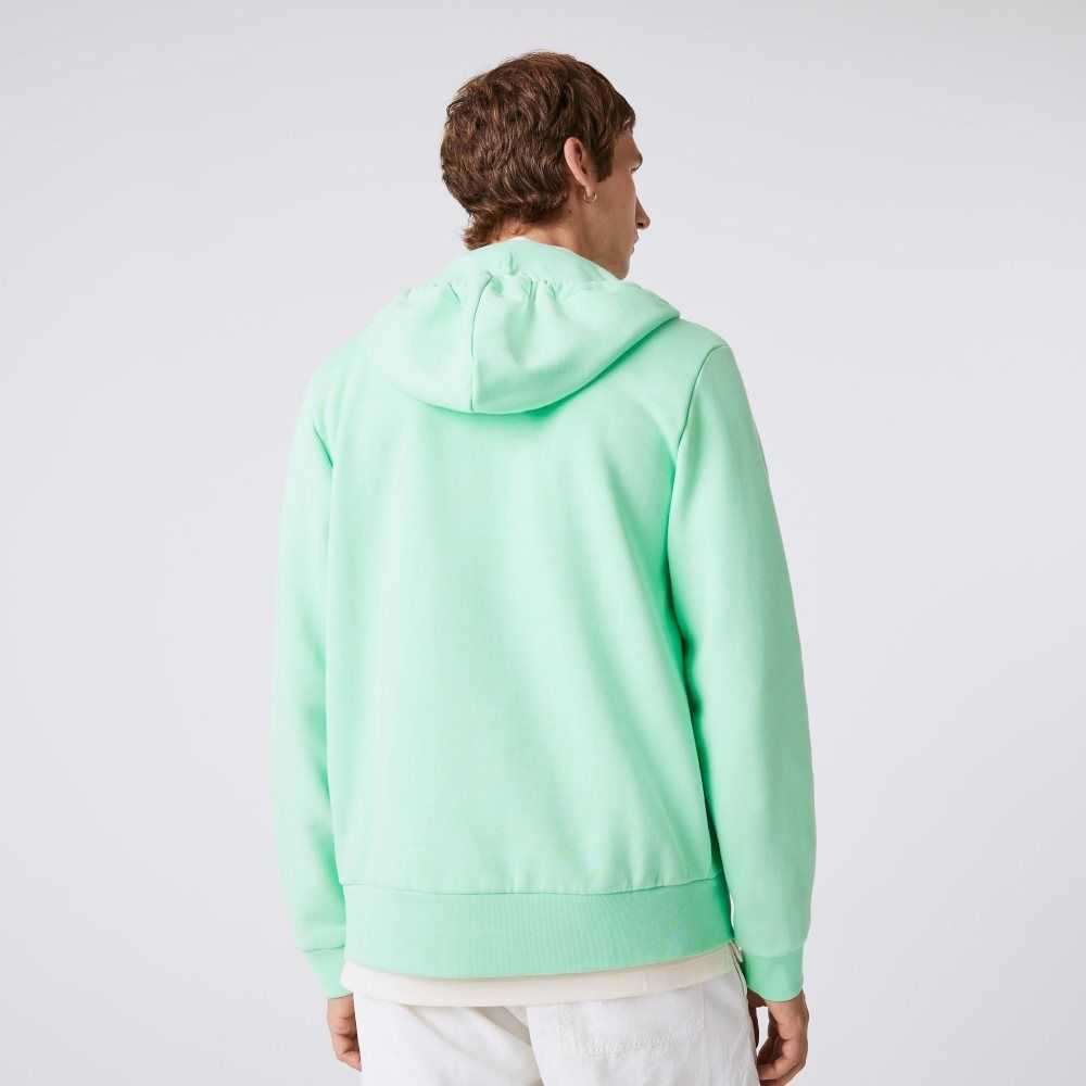 Lacoste Kangaroo Pocket Fleece Zipped Sweatshirt Light Green | OAD-583972