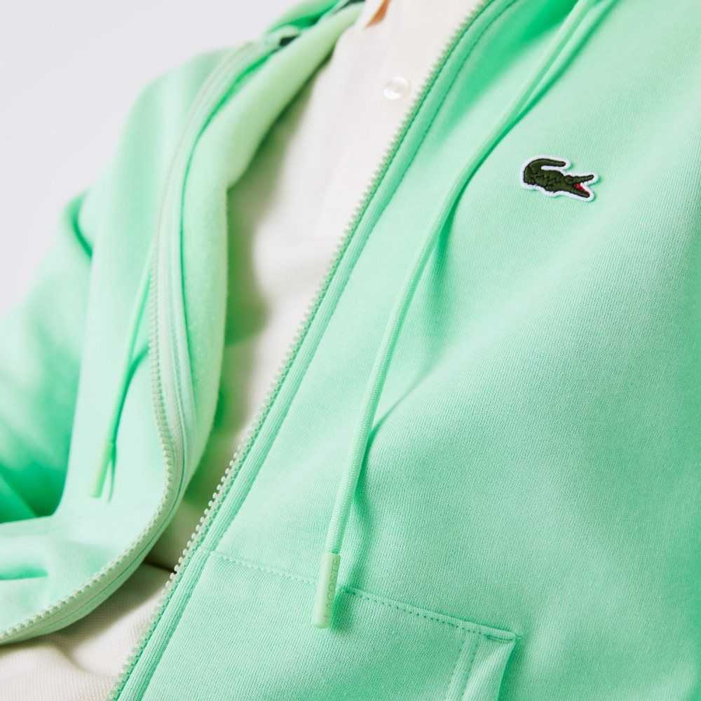 Lacoste Kangaroo Pocket Fleece Zipped Sweatshirt Light Green | OAD-583972