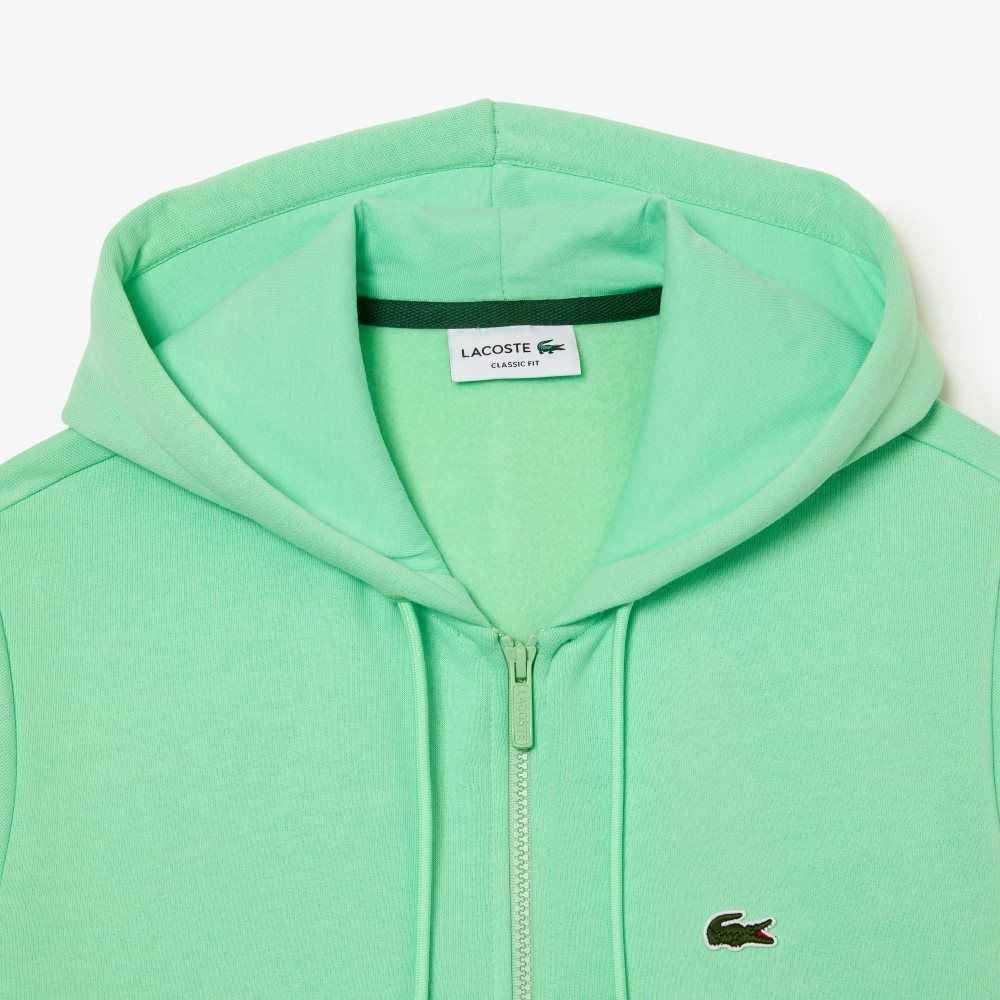 Lacoste Kangaroo Pocket Fleece Zipped Sweatshirt Light Green | OAD-583972