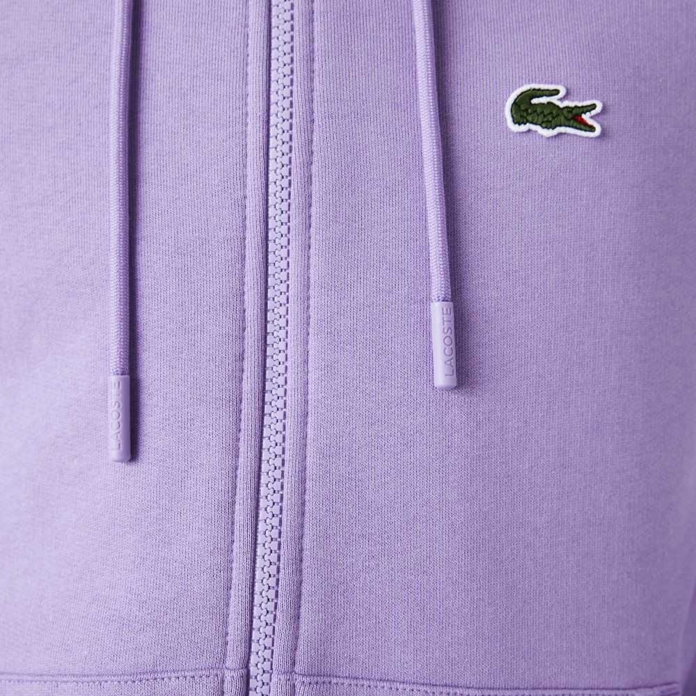 Lacoste Kangaroo Pocket Fleece Zipped Sweatshirt Purple | SZK-540132