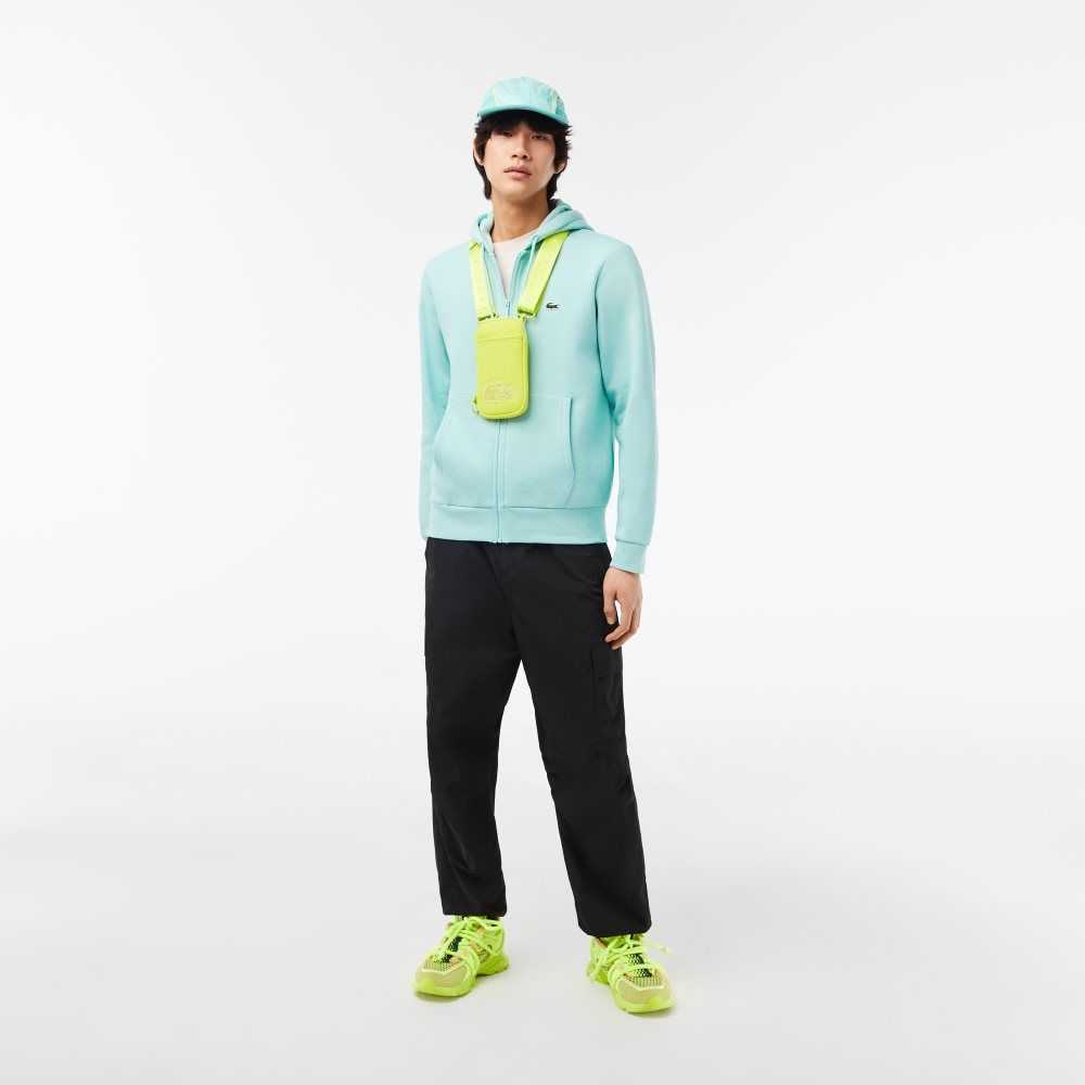 Lacoste Kangaroo Pocket Fleece Zipped Sweatshirt Mint | VGD-748963