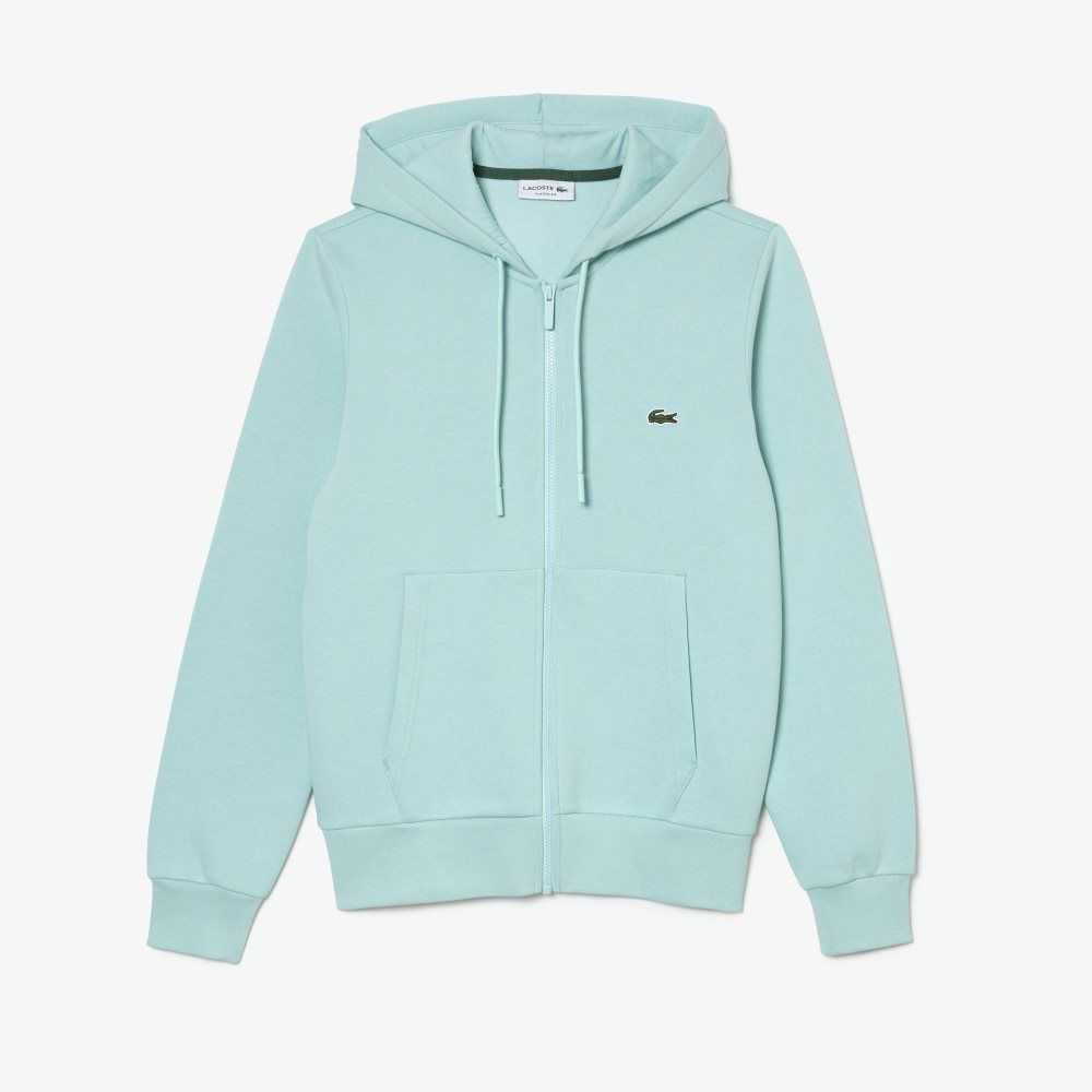 Lacoste Kangaroo Pocket Fleece Zipped Sweatshirt Mint | VGD-748963