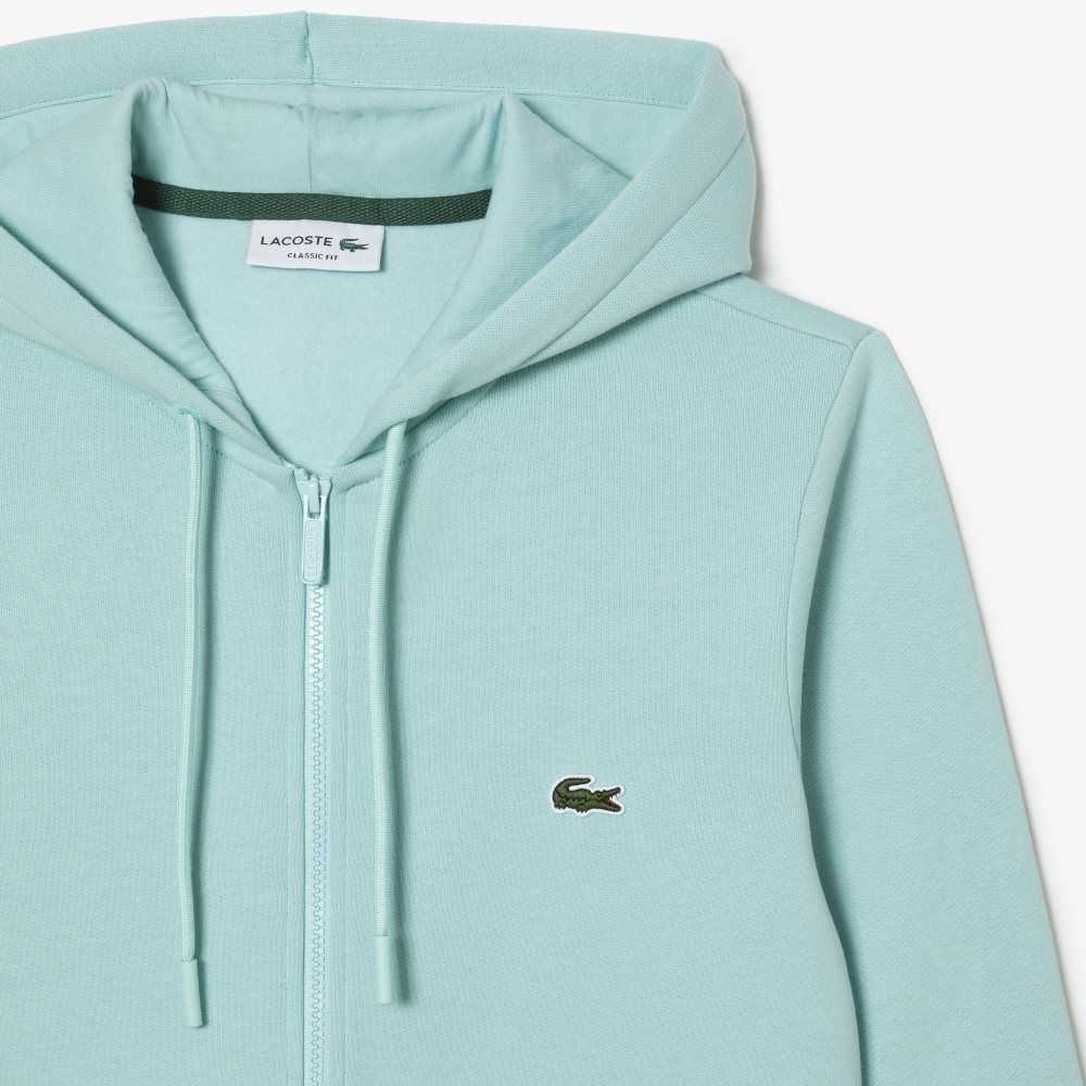 Lacoste Kangaroo Pocket Fleece Zipped Sweatshirt Mint | VGD-748963