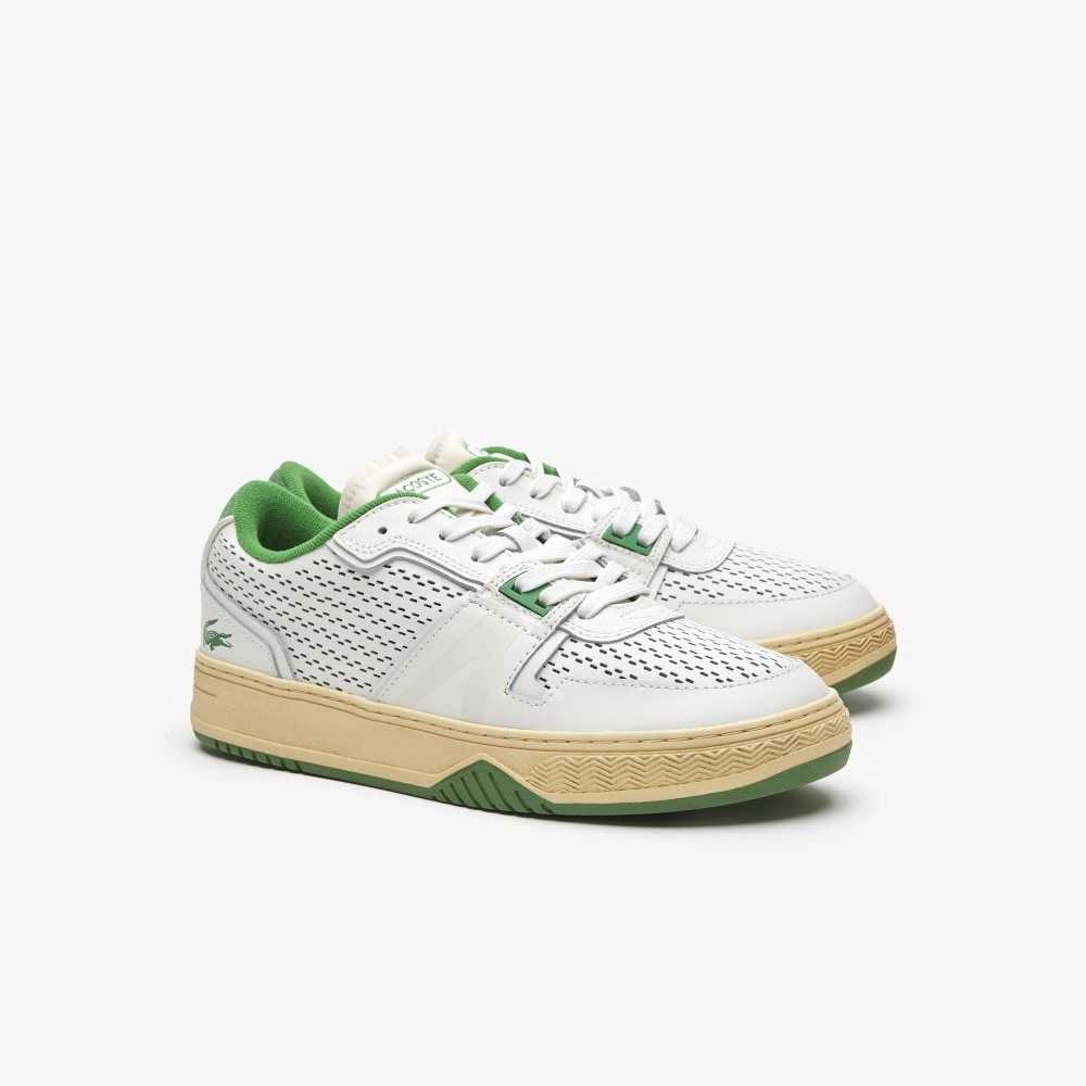 Lacoste L001 Leather Heel Pop Sneakers White/Green | DEX-861593