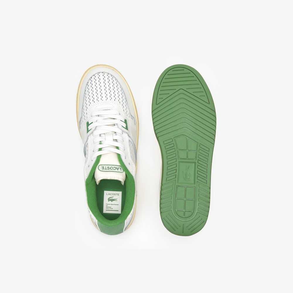 Lacoste L001 Leather Heel Pop Sneakers White/Green | DEX-861593