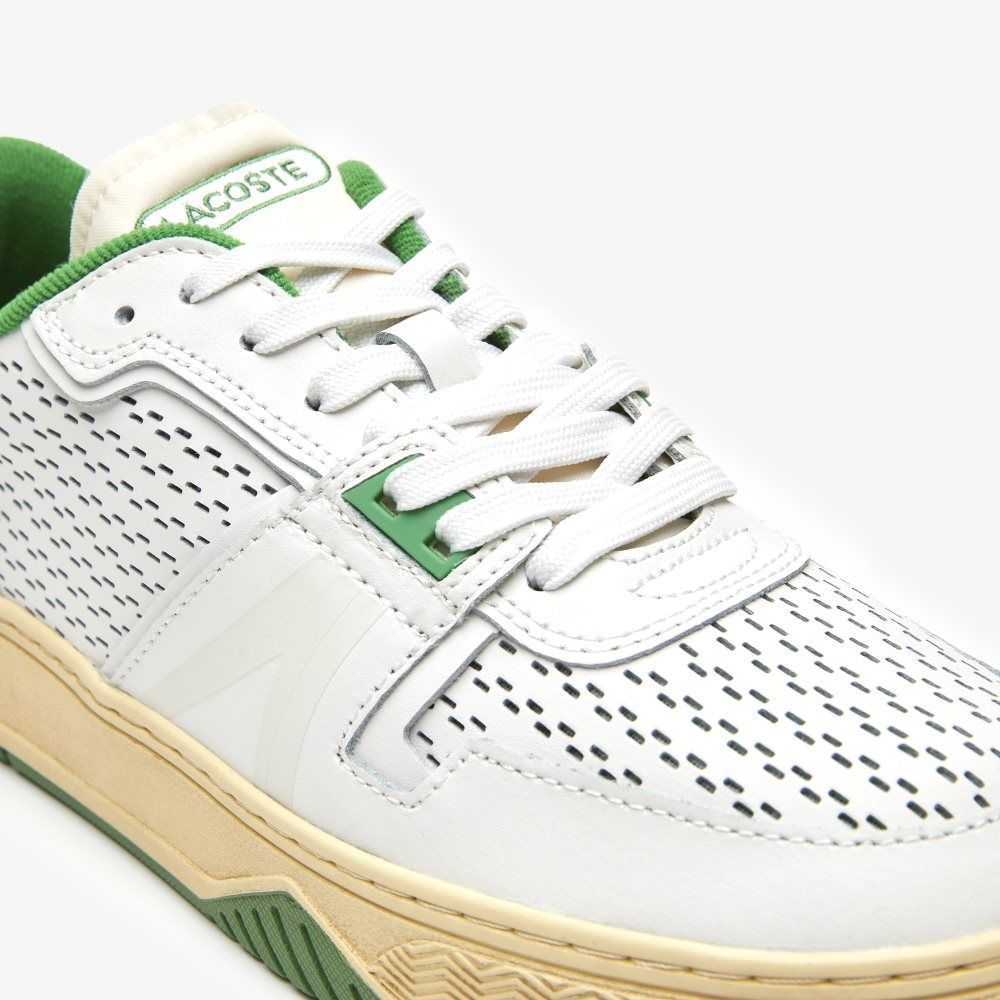 Lacoste L001 Leather Heel Pop Sneakers White/Green | DEX-861593