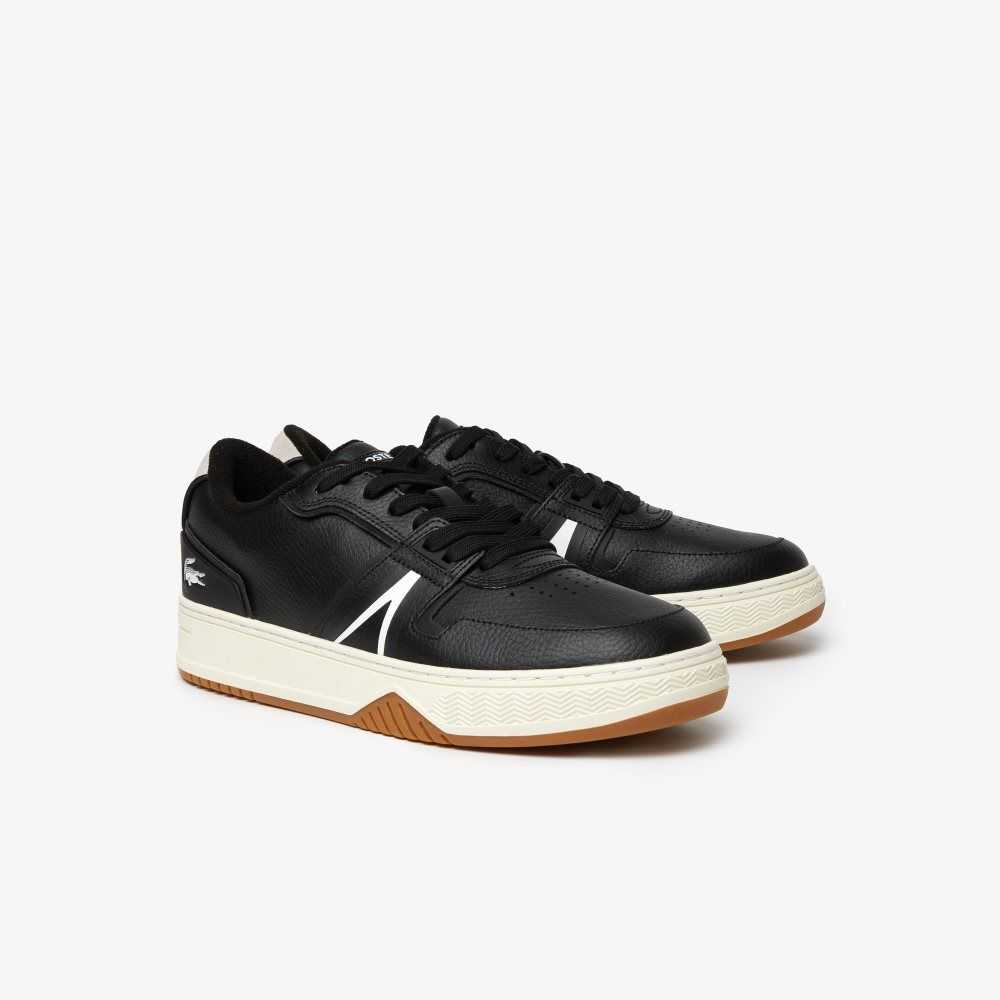 Lacoste L001 Leather Popped Heel Sneakers Black/Offwhite | MWY-386705