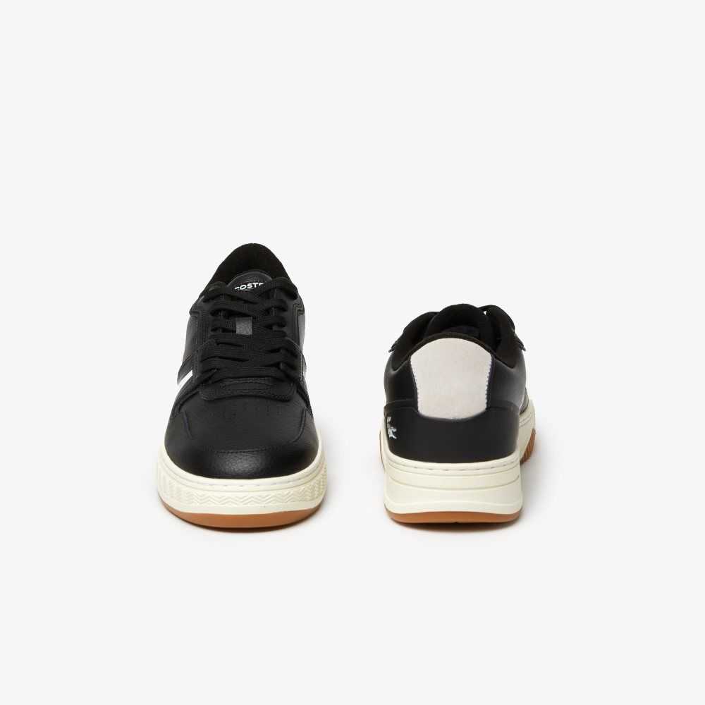 Lacoste L001 Leather Popped Heel Sneakers Black/Offwhite | MWY-386705