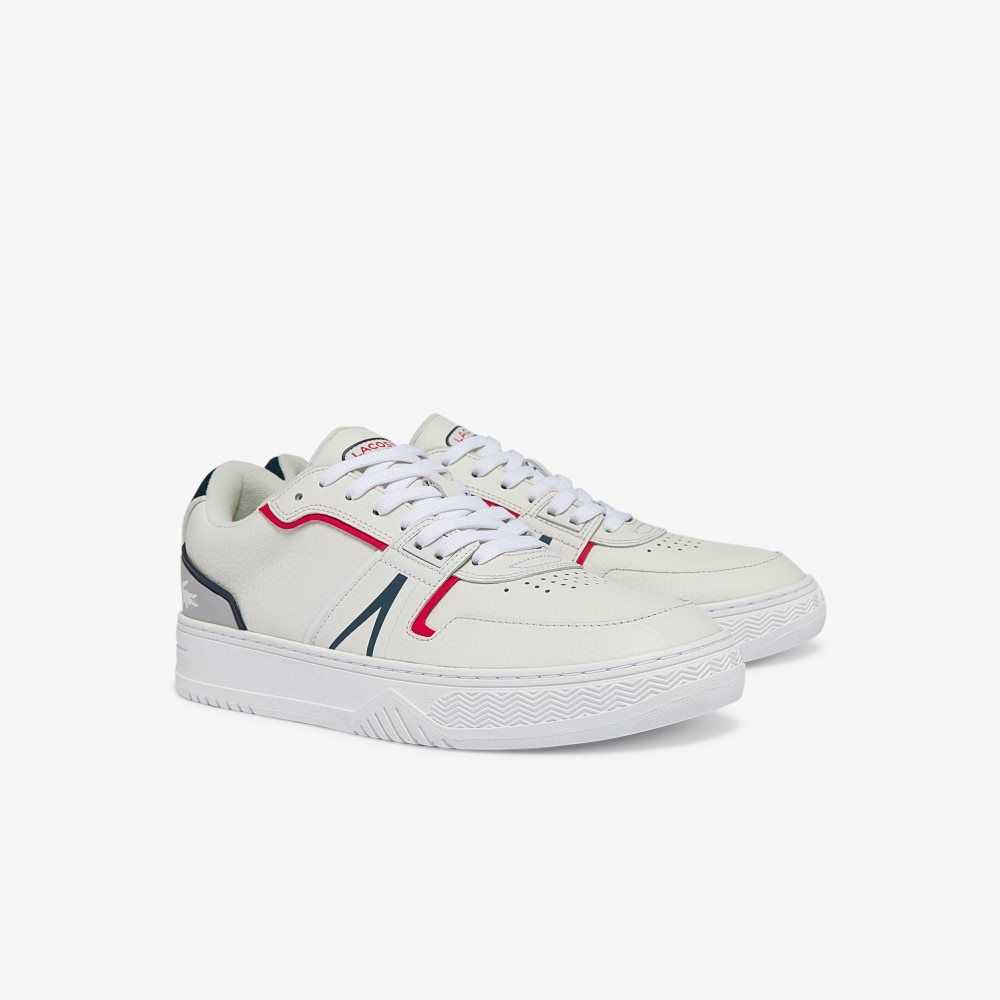 Lacoste L001 Leather Sneakers Wht/Nvy/Red | IQP-723196