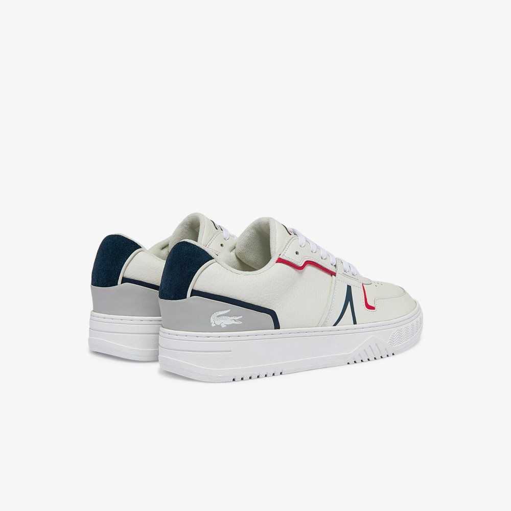 Lacoste L001 Leather Sneakers Wht/Nvy/Red | IQP-723196