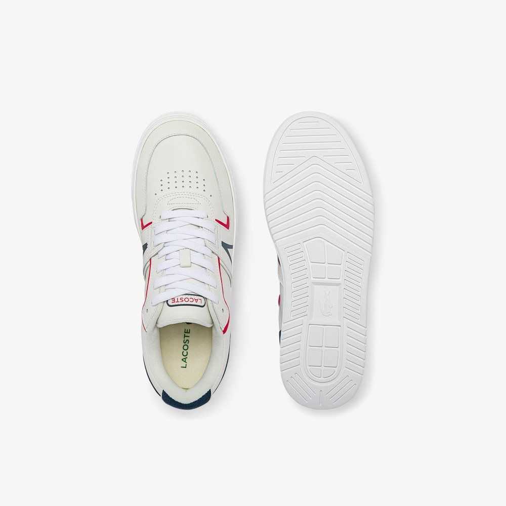 Lacoste L001 Leather Sneakers Wht/Nvy/Red | IQP-723196