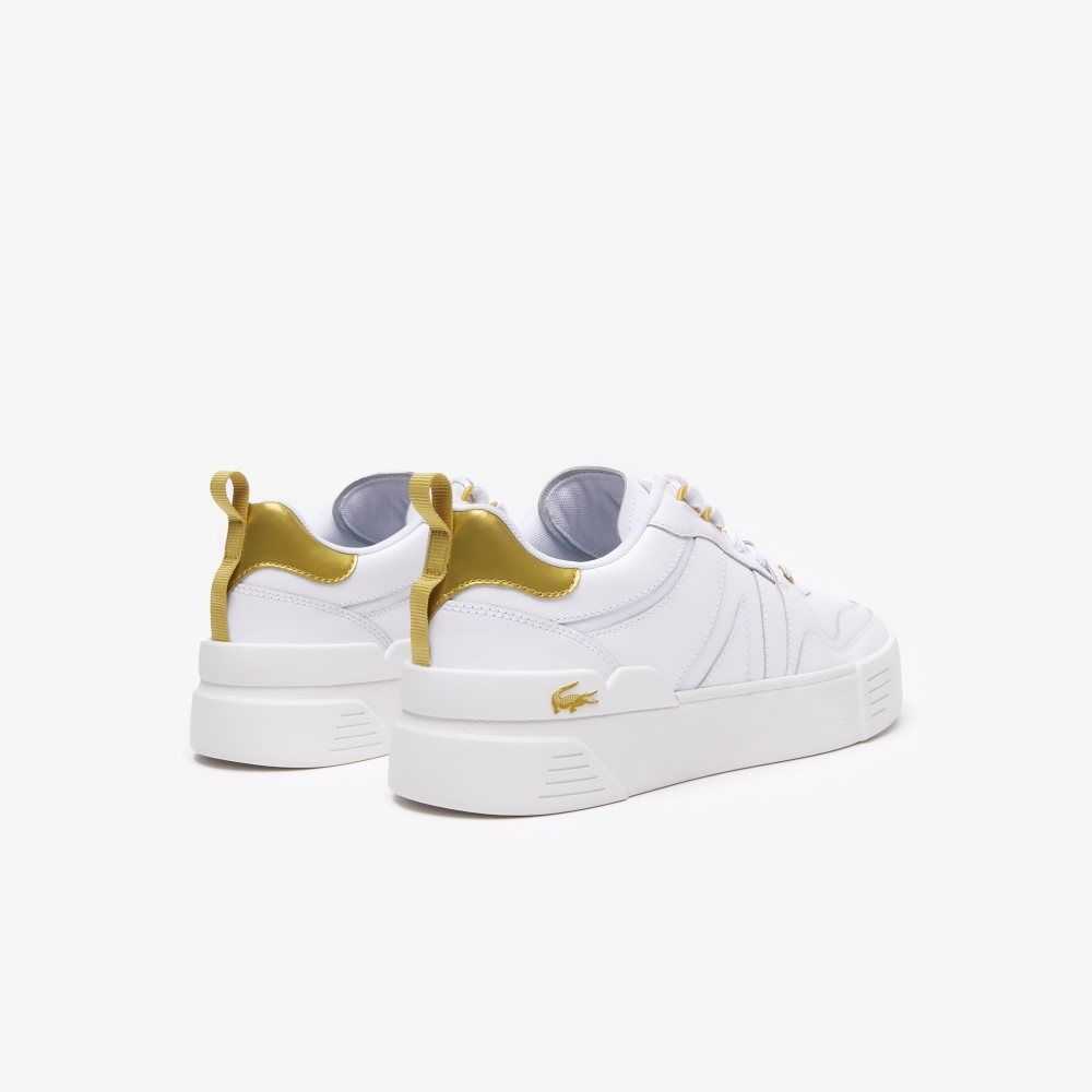 Lacoste L002 Leather Sneakers Wht/Gld | YJZ-427865