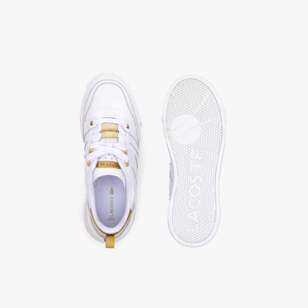 Lacoste L002 Leather Sneakers Wht/Gld | YJZ-427865