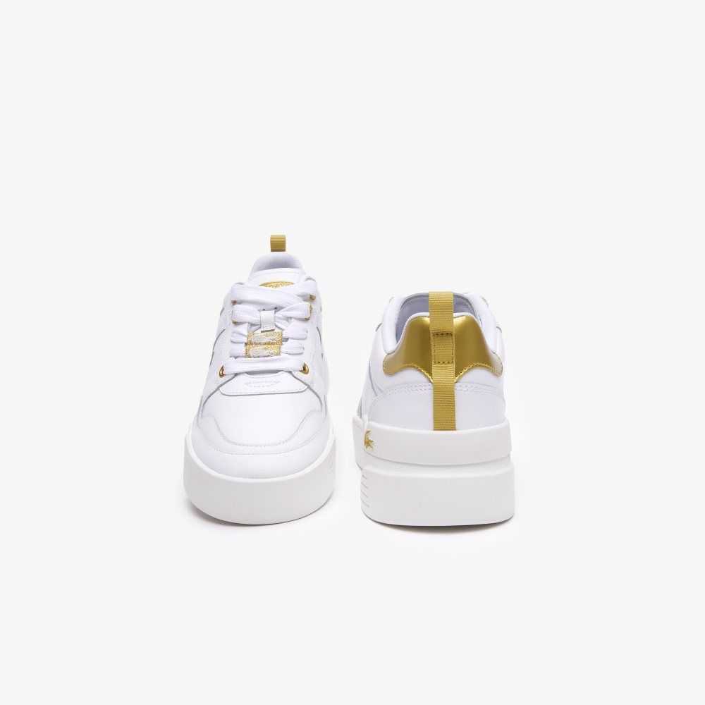 Lacoste L002 Leather Sneakers Wht/Gld | YJZ-427865