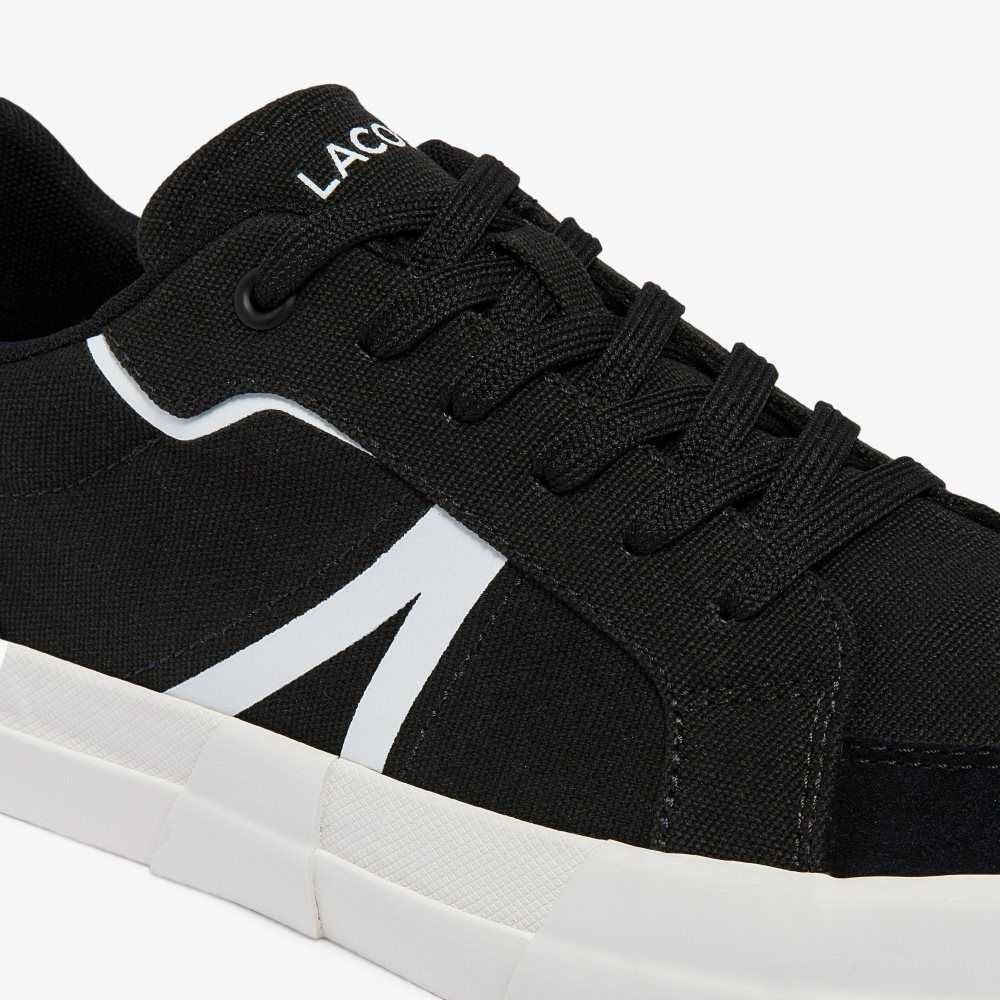 Lacoste L004 Canvas Sneakers Black/White | IOM-054186