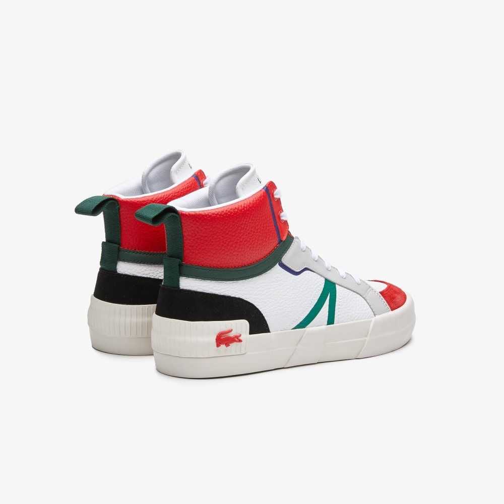 Lacoste L004 Mid Leather Sneakers White / Red | QJY-068527