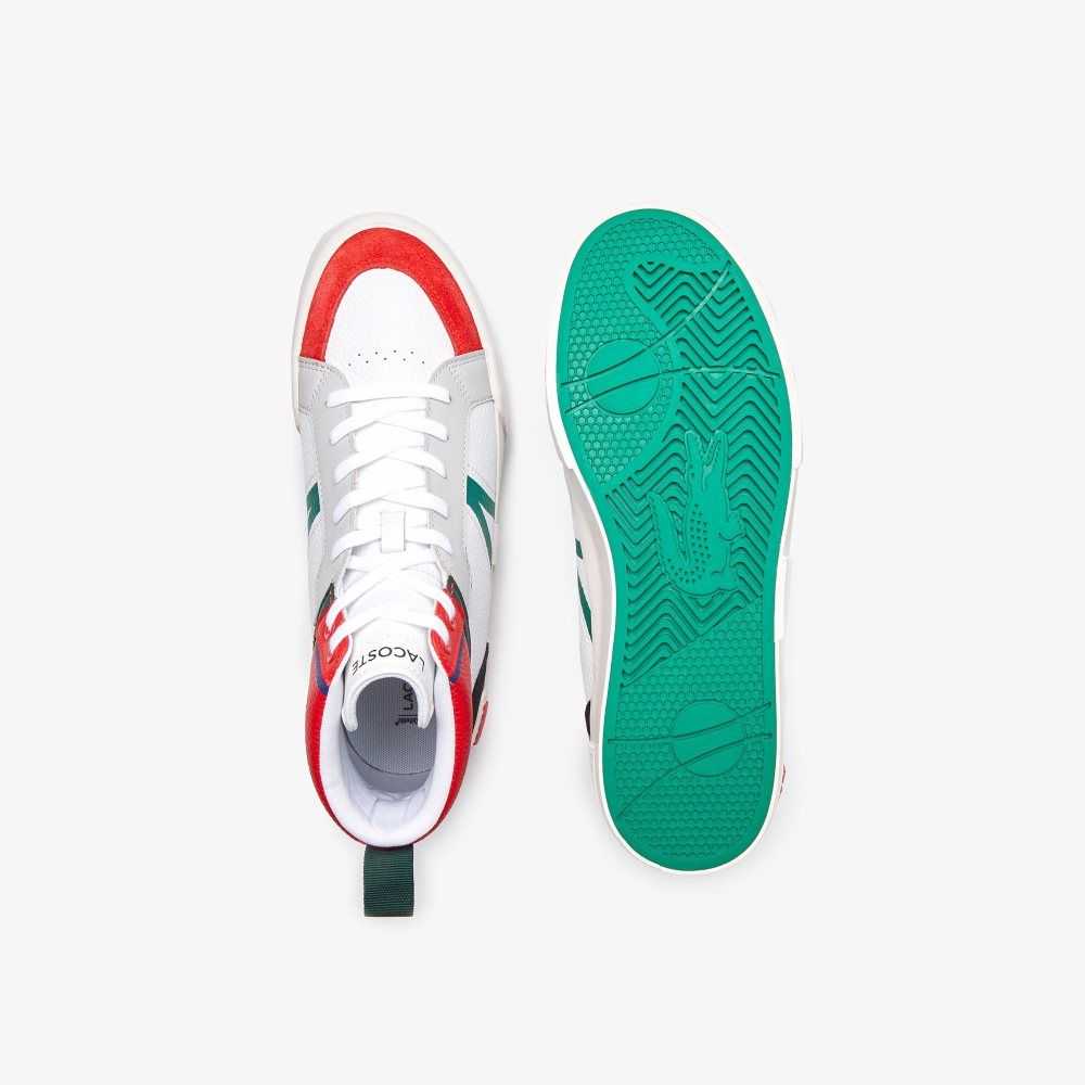 Lacoste L004 Mid Leather Sneakers White / Red | QJY-068527