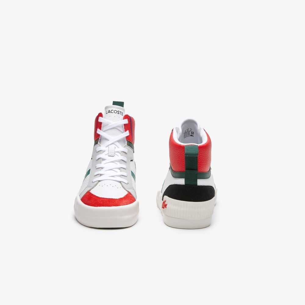 Lacoste L004 Mid Leather Sneakers White / Red | QJY-068527