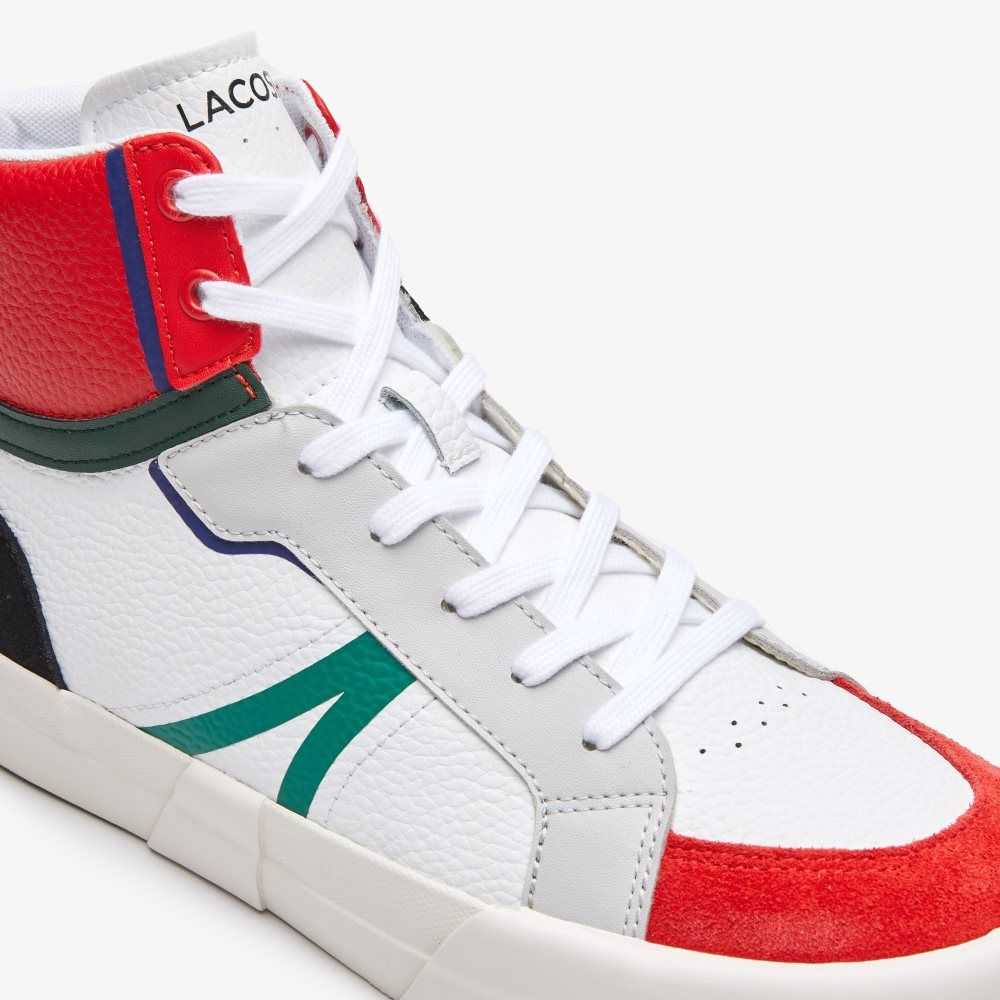 Lacoste L004 Mid Leather Sneakers White / Red | QJY-068527