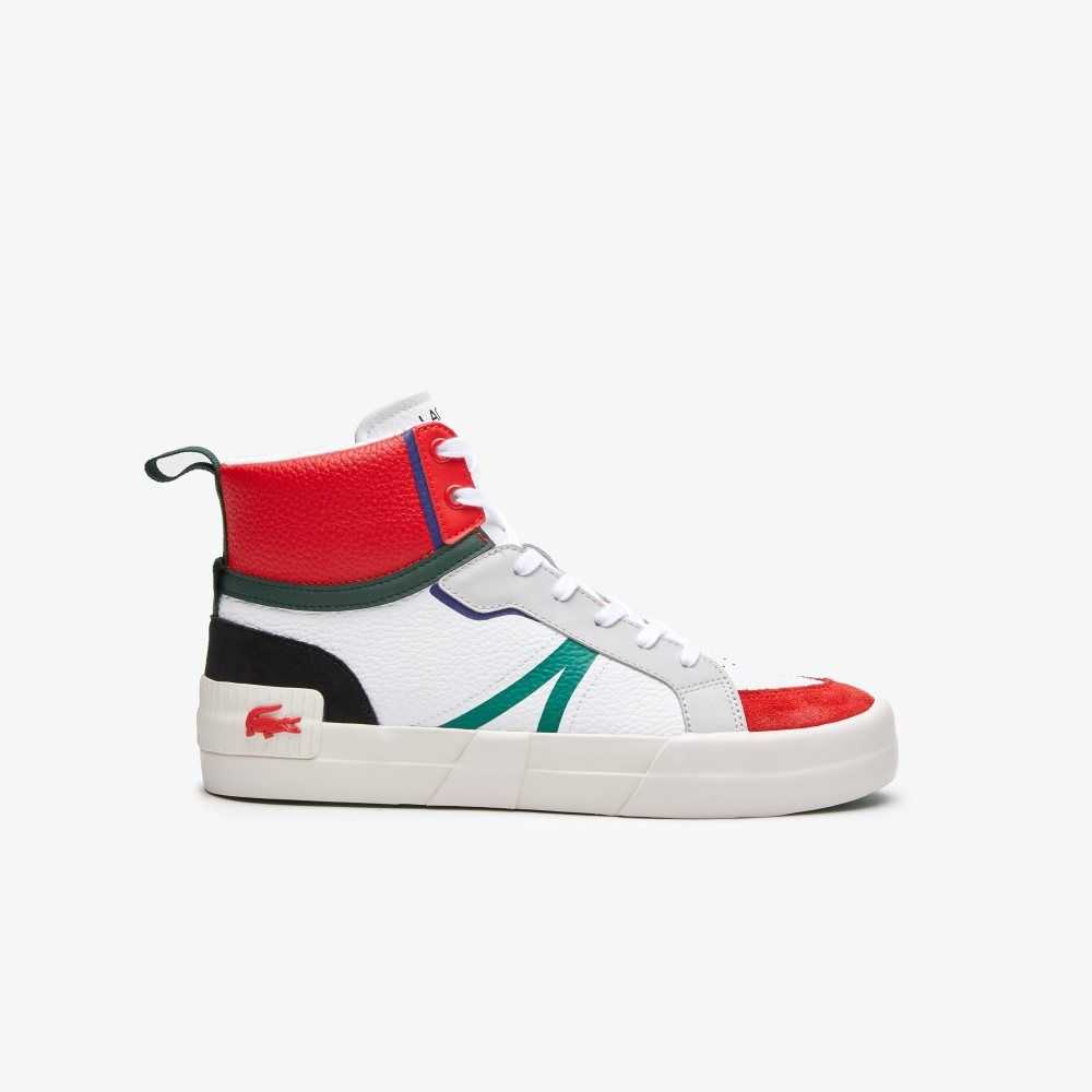 Lacoste L004 Mid Leather Sneakers White / Red | QJY-068527