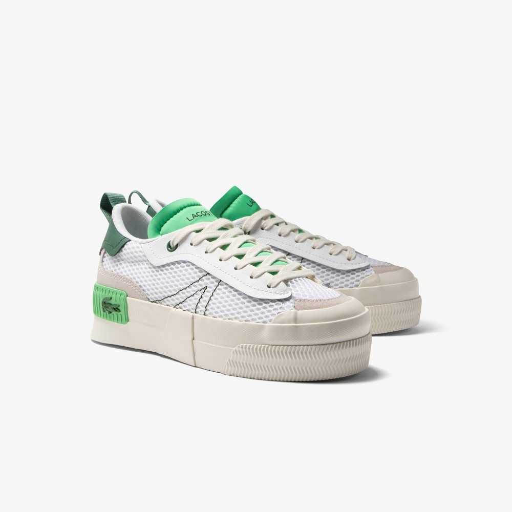 Lacoste L004 Platform Heel Pop Sneakers White/Green | KBS-132546