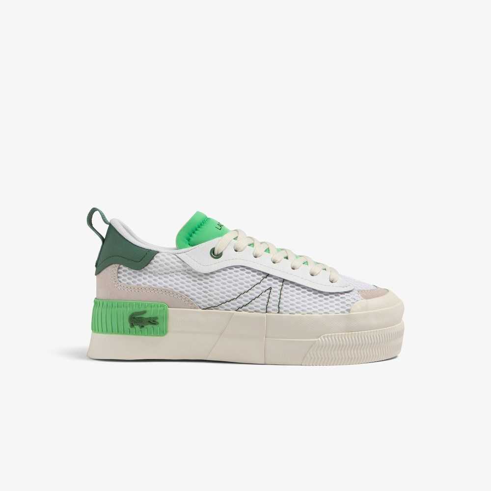 Lacoste L004 Platform Heel Pop Sneakers White/Green | KBS-132546